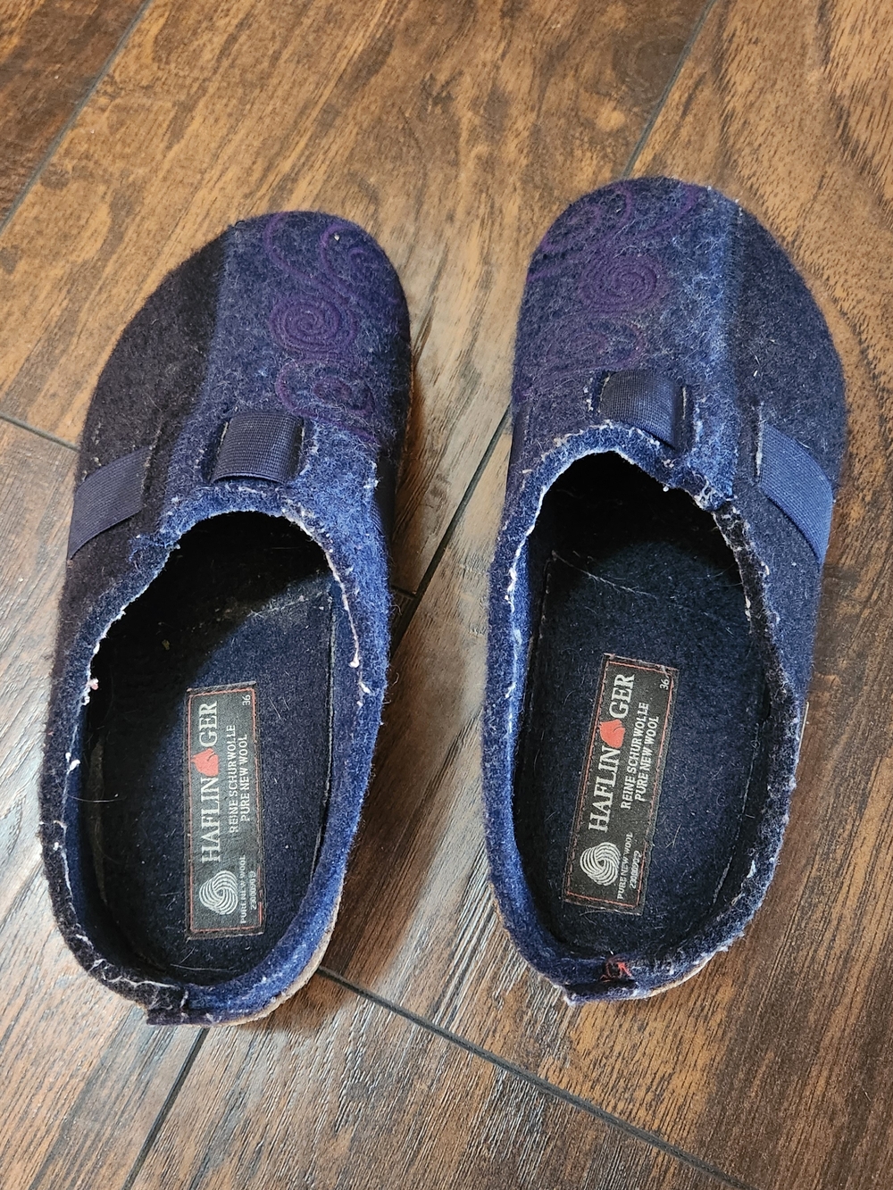 Haflinger Magic Wool Clogs Blue Purple Swirl Mule Slippers Womens Size 36 US 6